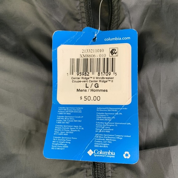 Columbia Jacket Mens Large Black Omni-Shield Windbreaker Center Ridge II NEW - Picture 4 of 11